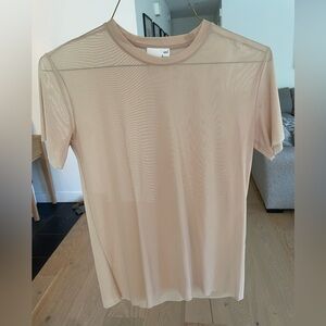 Aritzia Wilfred Free tan sheer top in size Small